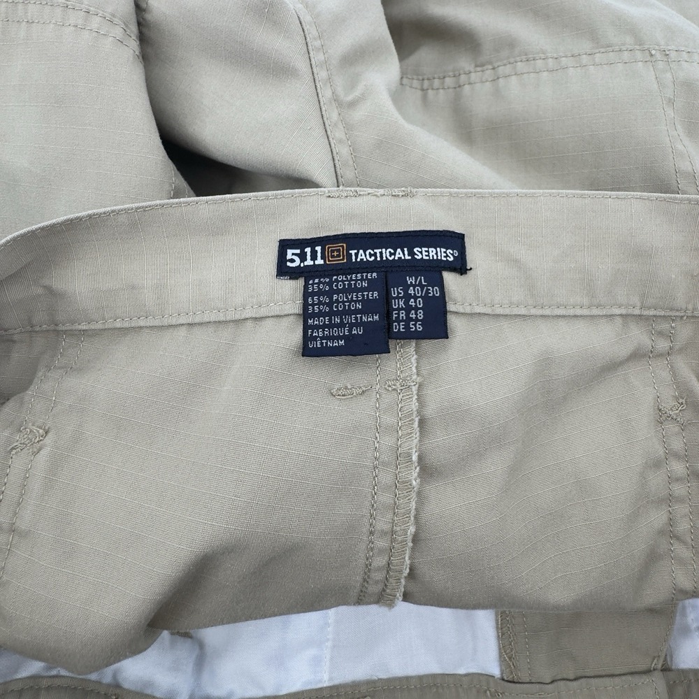 5.11 Tactical Cargo Pants Mens 40x30 Khaki Ripstop Utility Workwear Gorpcore - Picture 10 of 14